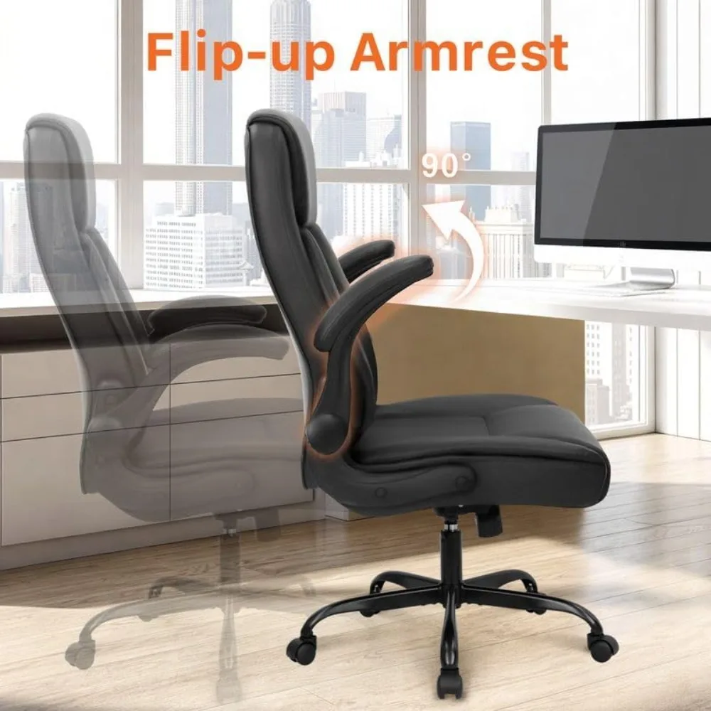 Ergonomic Office Desk Gaming Computer Chair Executive High Back Support Flip-up Arms Adjustable Height Swivel Rolling Wheels