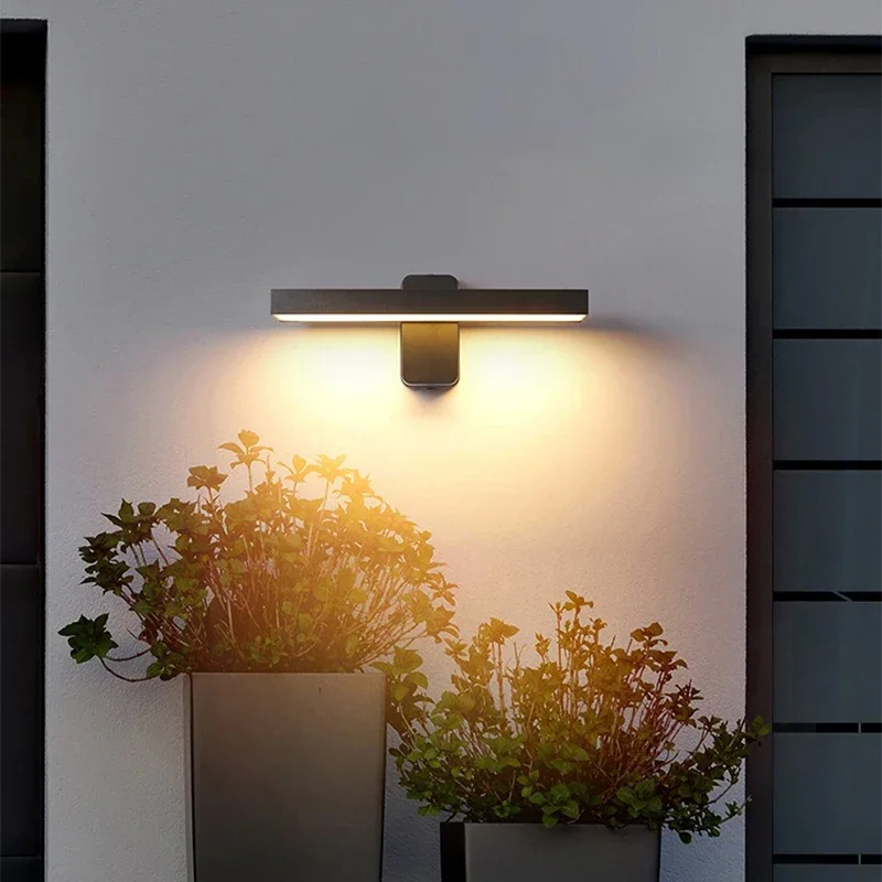 Outdoor Led Wall Lamp Waterproof Villa Entrance Fixture Courtyard Living Room Home Decorative  Long Strip Aluminium Wall Lights