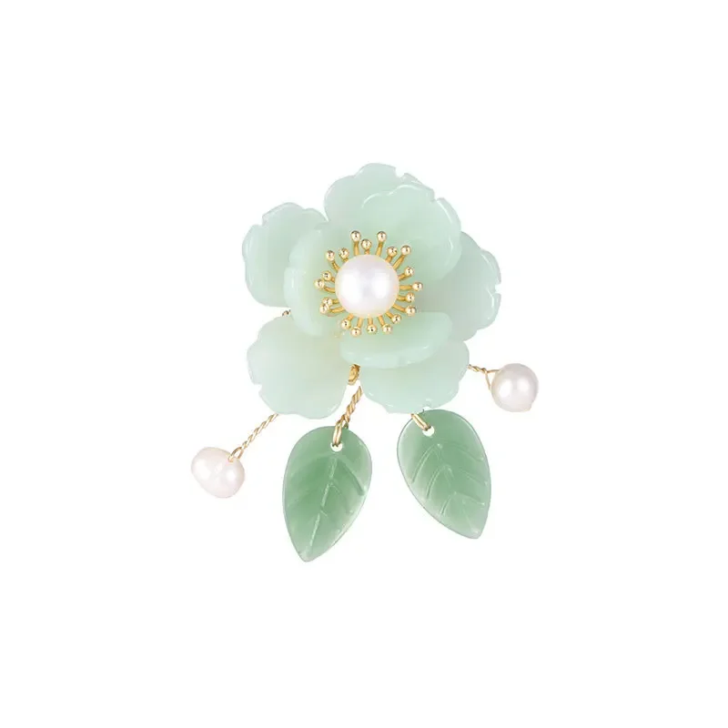 Брошь ручной работы в китайском стиле в стиле ретро, ниша и элегантная высококачественная стеклянная брошь из нефрита.