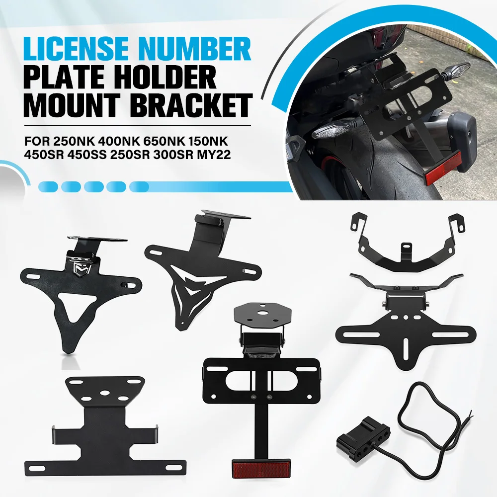 

For CFMOTO 250NK 400NK 650NK 150NK 450SR 450SS 250SR 300SR MY22 Motorcycle Rear Fender Adjustable License Plate Holder LED Light