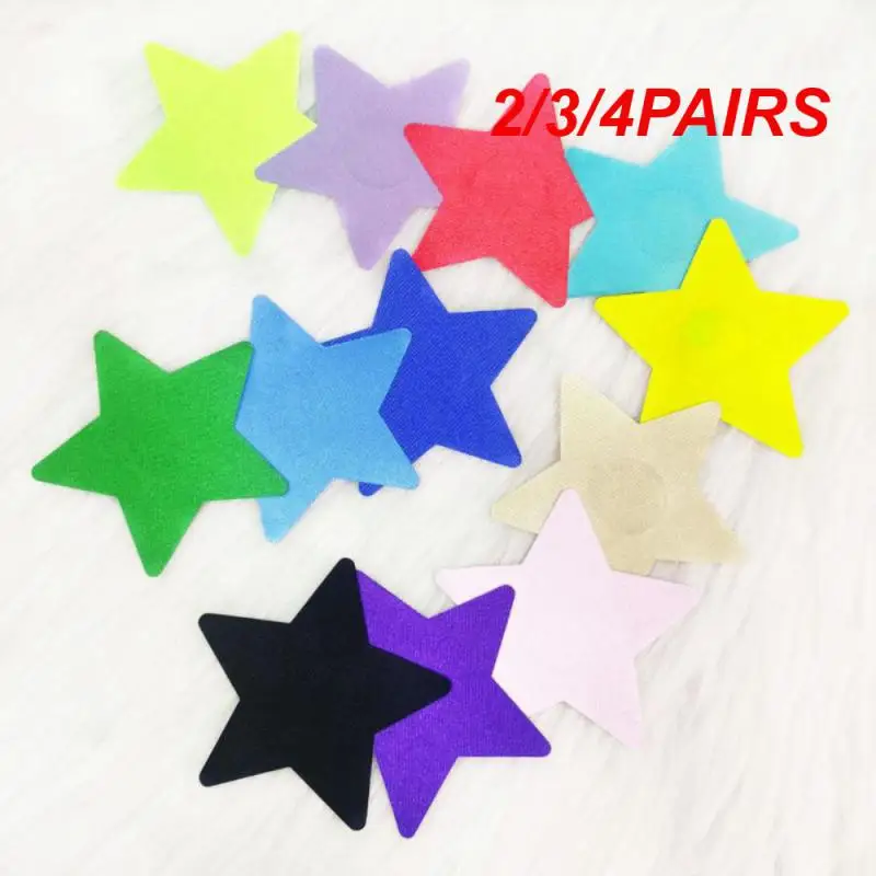 2/3/4PAIRS Breast Pasties Stickers Invisible Colorful For Women Nipple Covers Star Shape Sexy Intimates Accessories