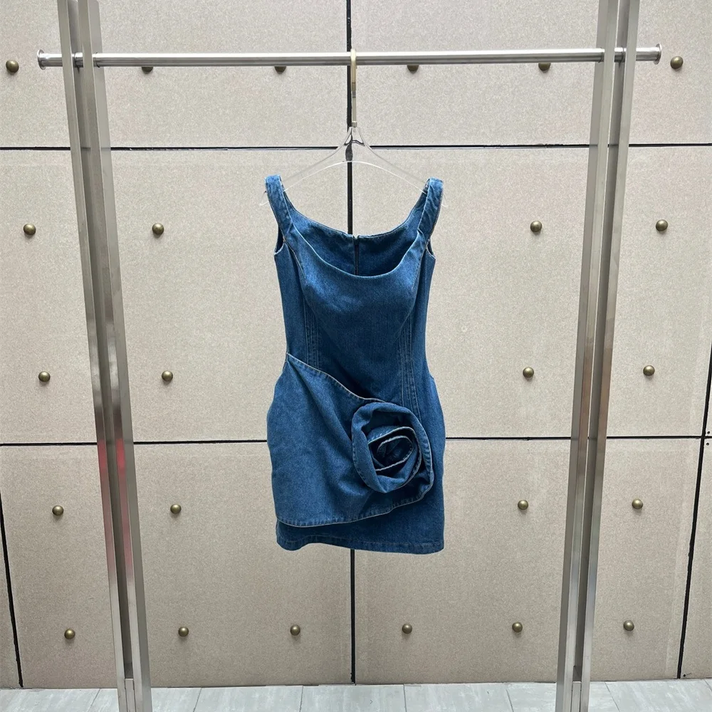 Summer 2026 Women's Denim Dress – Pure Cotton, Appliqué, Corset-Style, Off-Shoulder/Strapless, Y2K-Inspired Party Dress bra - view 5