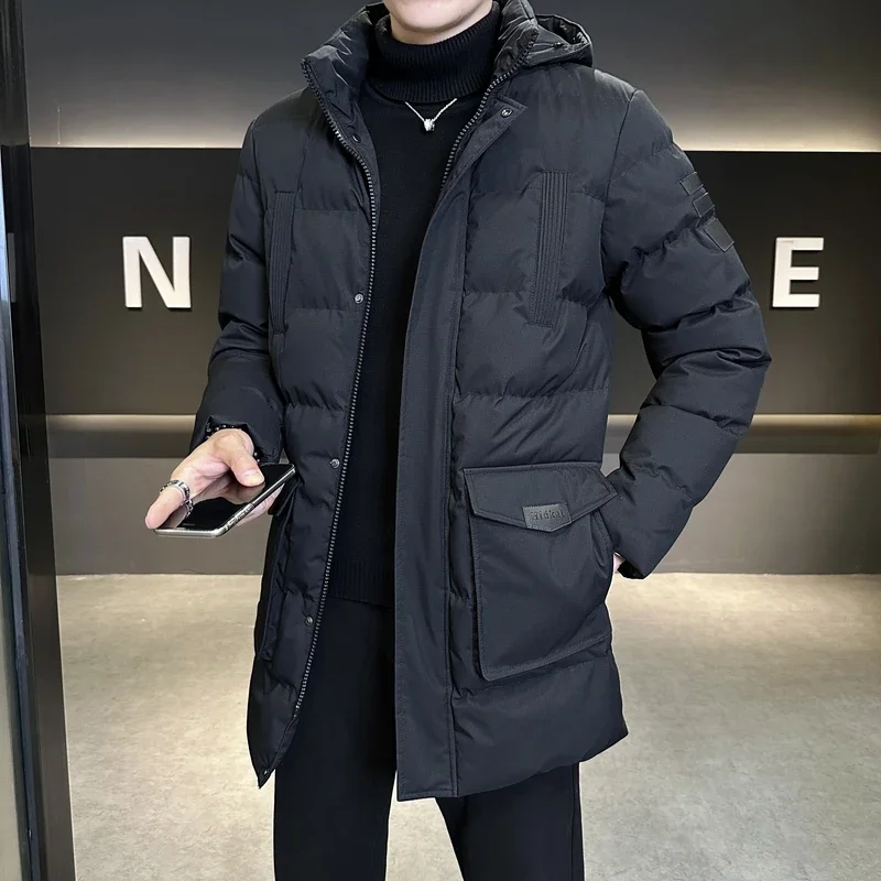 

8xl 7xl 6xl парки мужские со съемным капюшоном размера плюс зимние толстые длинные пальто с хлопковой подкладкой и несколькими карманами мужские куртки