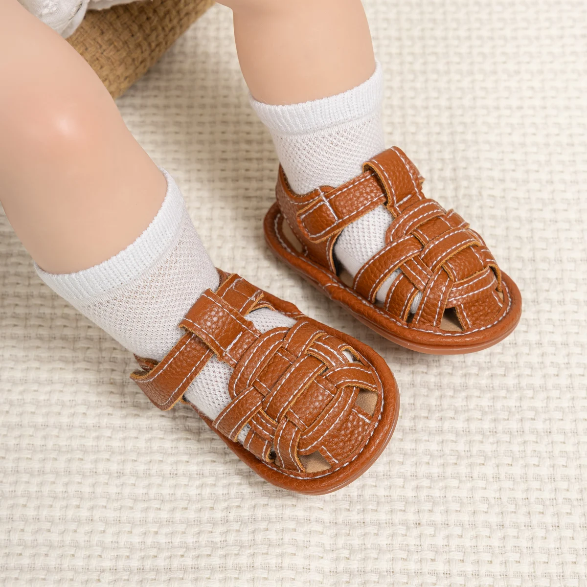 KIDSUN Baby Girl Boy Shoes Rubber Soft Anti-Slip Sole Infant Baby Sandals Summer Casual Beach Flats First Walker Shoes