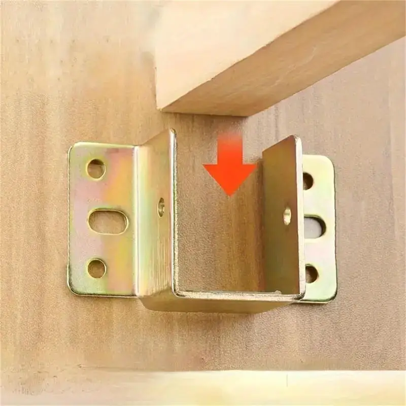 4pcs U Shaped Metal Bed Bracket Bed Frame Fixing Connecting Furniture Rail Hook Brackets Hinge Fitting Connector Lock Hardware