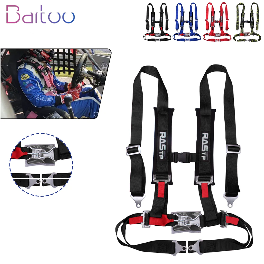 

Bartoo-2 Inch 4-Point Car Seat Belt Safety Harness Set RASTP Style with Ultra Comfort Heavy Duty Shoulder Pads BAG036