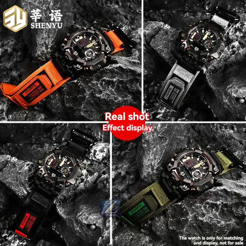 Shenyu Nylon Canvas Watch Strap For Casio G-SHOCK Mudmaster GWG-B1000 3rd Gen Compatible Waterproof Sport Replacement Watchband