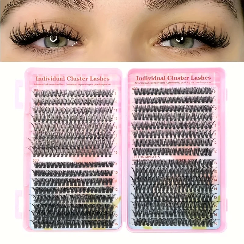 DIY-Wimperncluster-Set – 30D/40D/50D, 9–16 mm, optional: Einzelwimpern oder mit Zubehör (für Frauen)