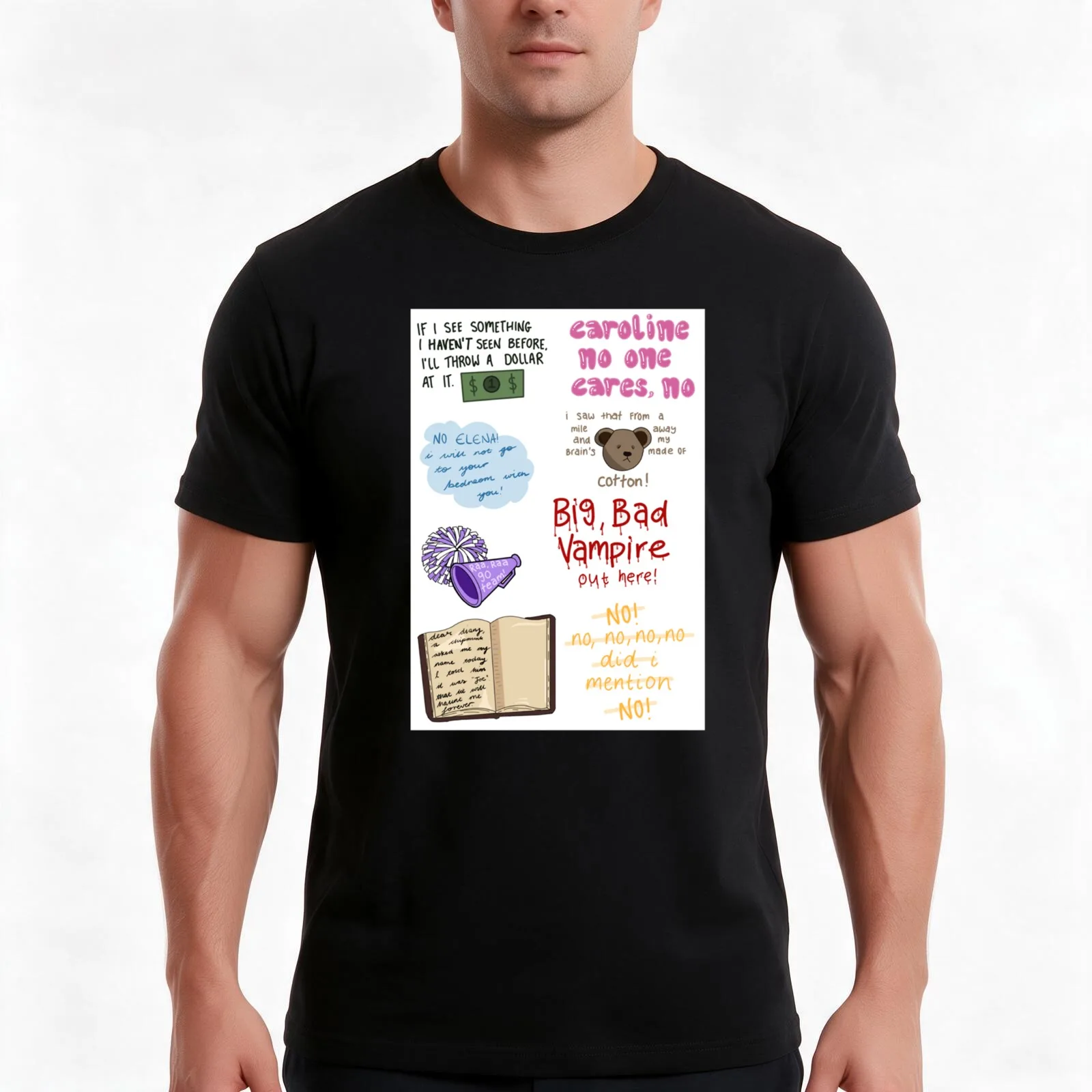 Damon quote sheet T-Shirt Summer Casual Cotton Tee Oversized Streetwear Tops Vintage Graphic Print Loose Fit Short Sleeve