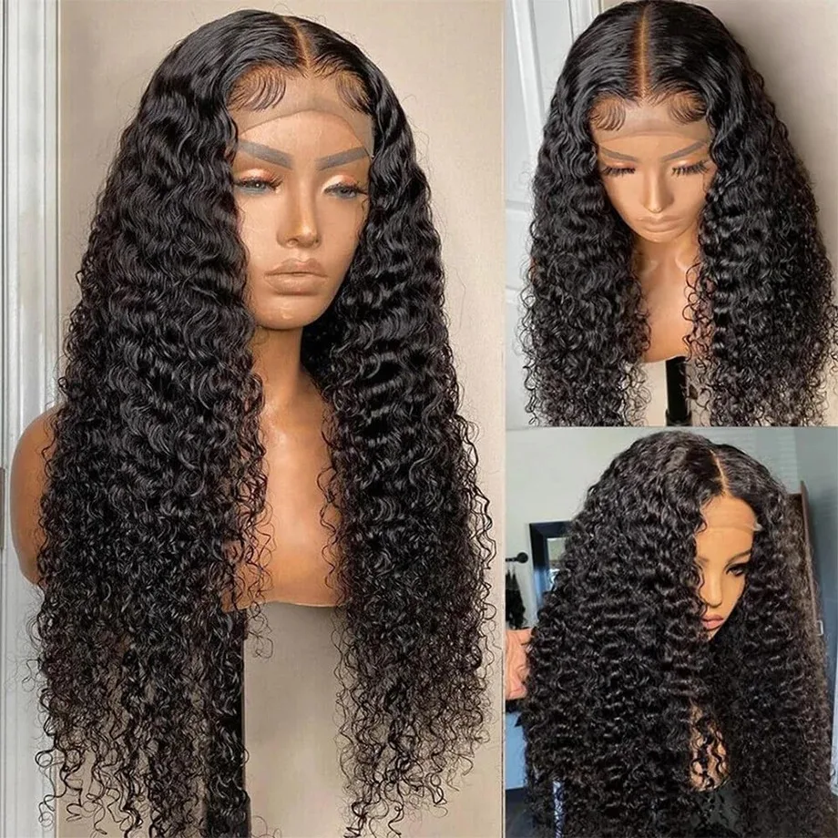 Kinky Curly 13x4 Lace Front Human Hair Wigs For Women Brazilian Deep Curly Lace Frontal Wig Wet And Wavy 200% Density For Women