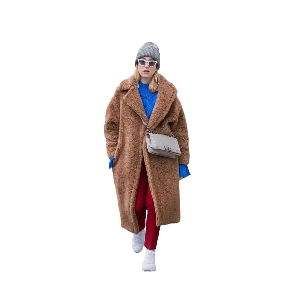 Coat Lamb Fur New Warm Thickened Plush Medium and Long Environmentally Friendly Coat for Women