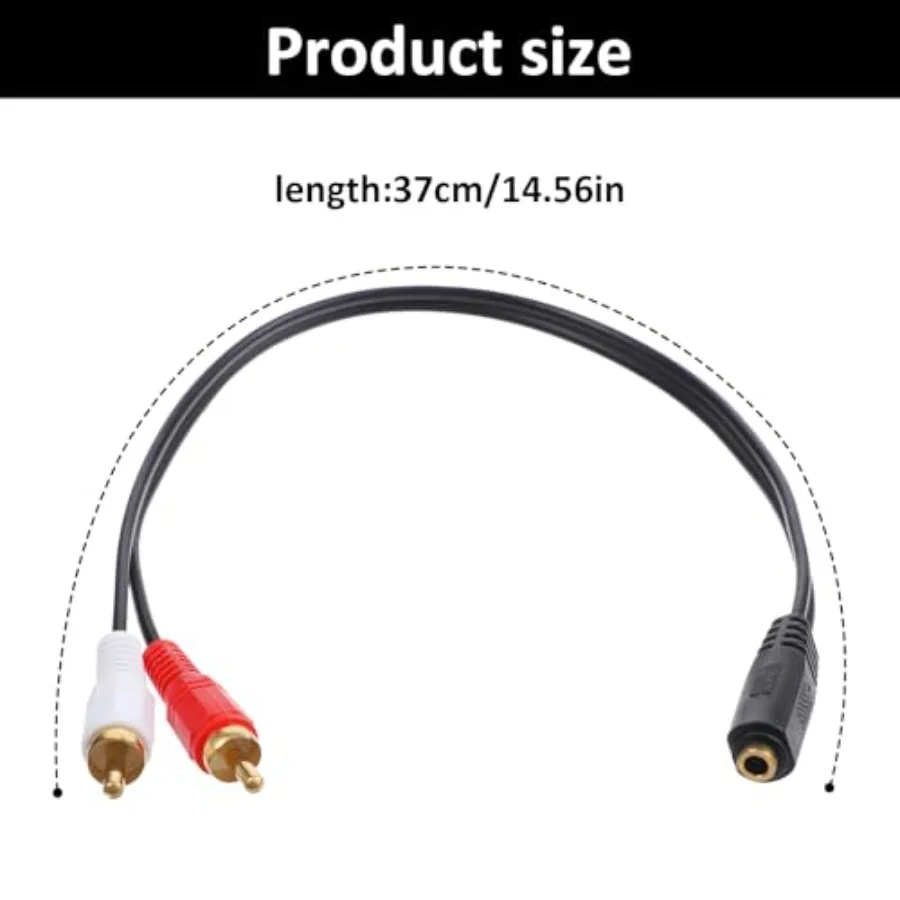 RCA to 1/4 Female, RCA to 1/4 Adapter Cable, 6.35mm Headphone Jack Female for Headphones, Audio, Subwoofer, Guitar, Piano, Tabl