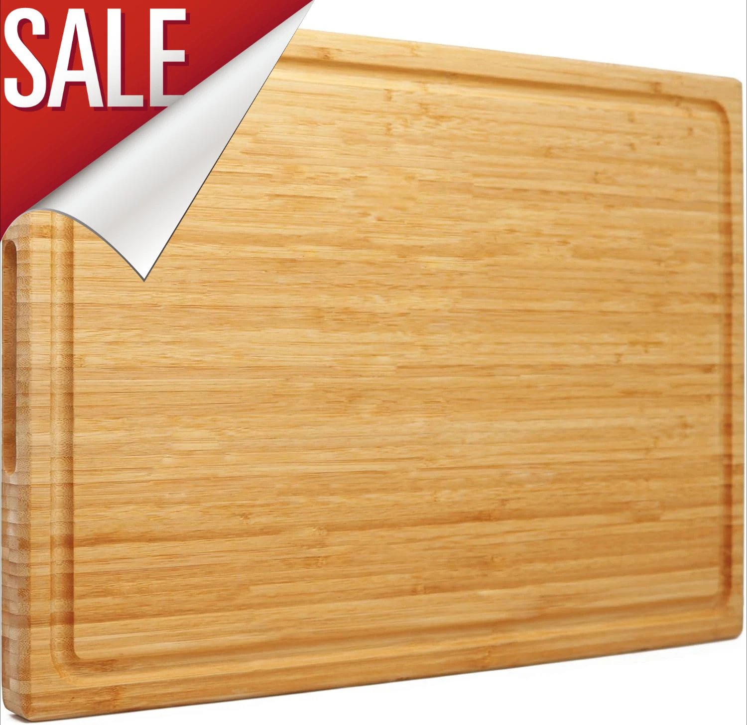 

Extra Large Bamboo Cutting Board 24 X16 Inch, Largest Wooden Butcher Block for Turkey, W/ Handle & Juice Groove, Thickness 1.25"