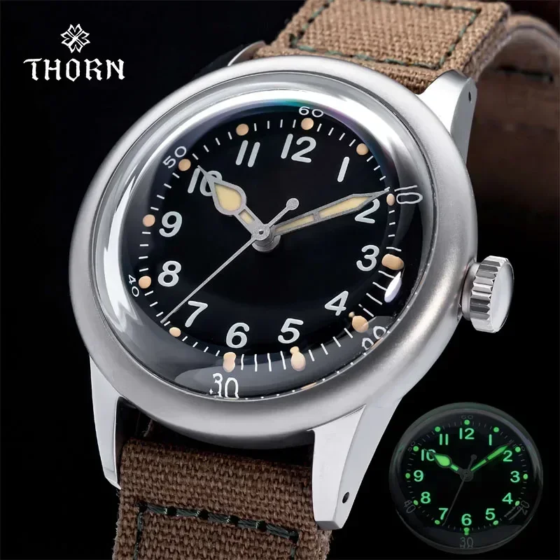 THORN A11 reloj militar Retro titanio NH35 movimiento automático cristal de zafiro 200M impermeable 36mm reloj de pulsera de homenaje para hombres