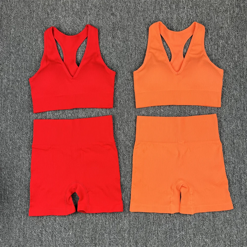 

2pcs Yoga Set Workout Clothes for Women Seamless Shorts Sports Bra Suit Female Clothing High Waist Gym Tracksuit