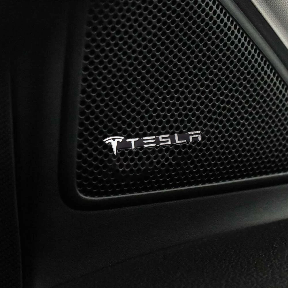 2/4Pcs Car ABS Aluminum Emblem Speaker Audio Speaker Badge Sticker For Tesla Model 3 Model Y Model S Model X Cybertruck Roadster