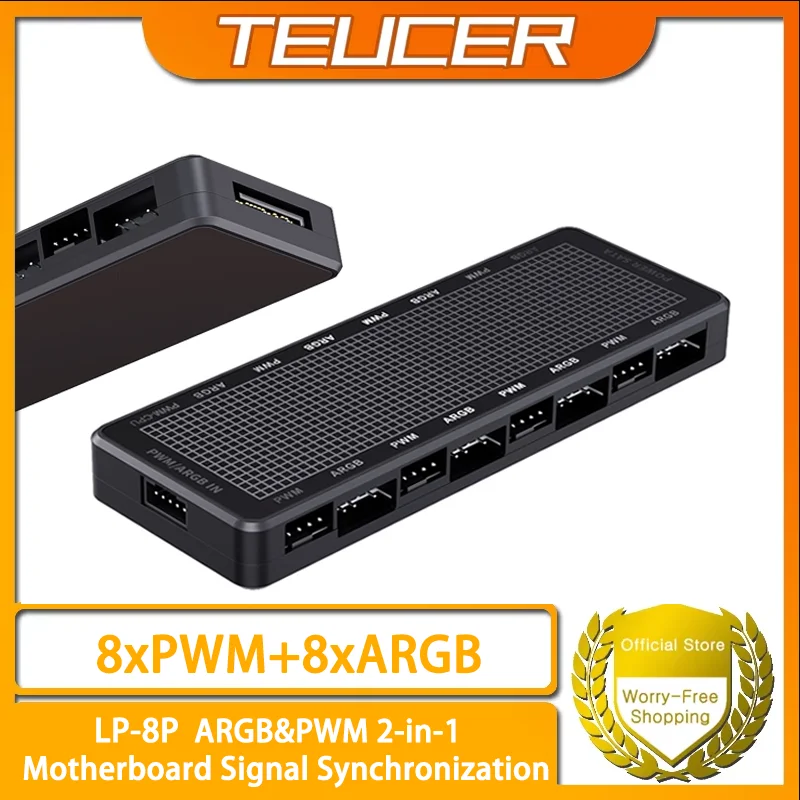 

Teucer LP-8P Fan Hub 4PIN Suitable For Computer Motherboard PWM RGB 5V 3PIN SATA Power Cooling Fan Cable