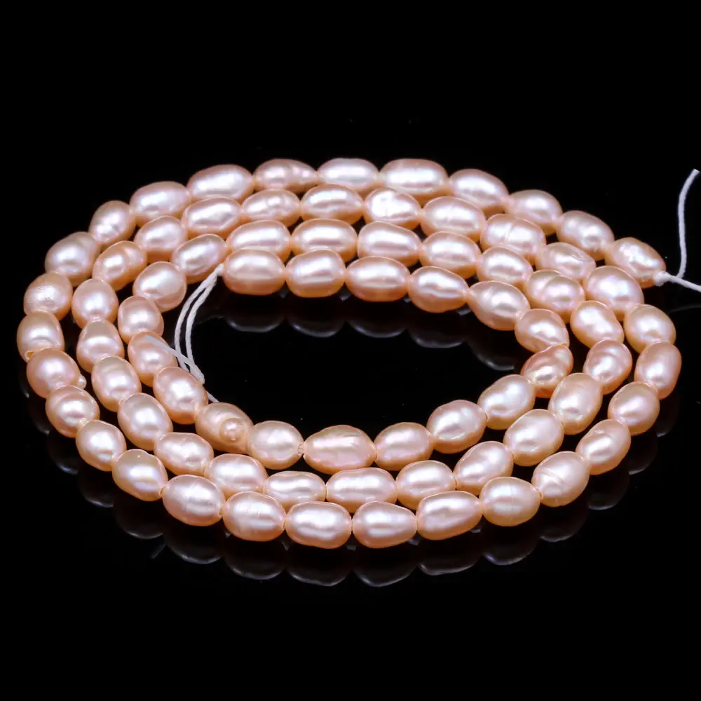 3-4mm Natural Freshwater Pearls Rice Shape White Pink Purple Spacer Beads for Jewelry Making DIY Necklace Bracelet Accessories