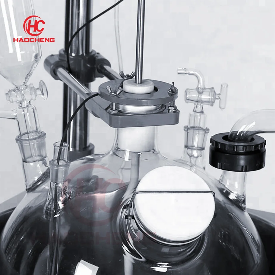 High Temperature 20l Liter Chemical Lab Glass Vessel Jacketed Ultrasonic Reactor Complete Reaction