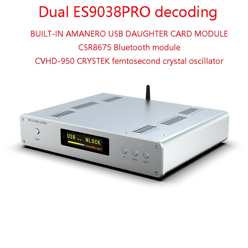 

Flagship Audio Decoder ES9038PRO Dual Core Fully Balanced DSD512 Lossless Decoder Bluetooth 5.0 LDAC Format PCM 32BIT/384K