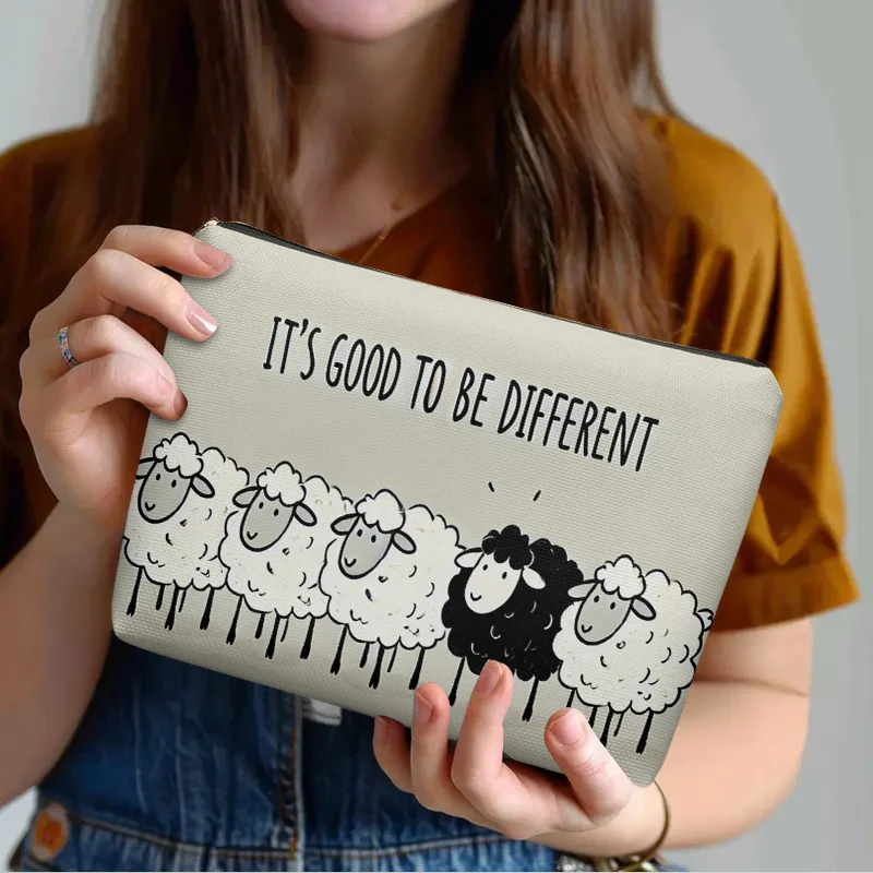 A lamb pattern cosmetic bag-cute multifunctional zipper handbag, jewelry storage bag