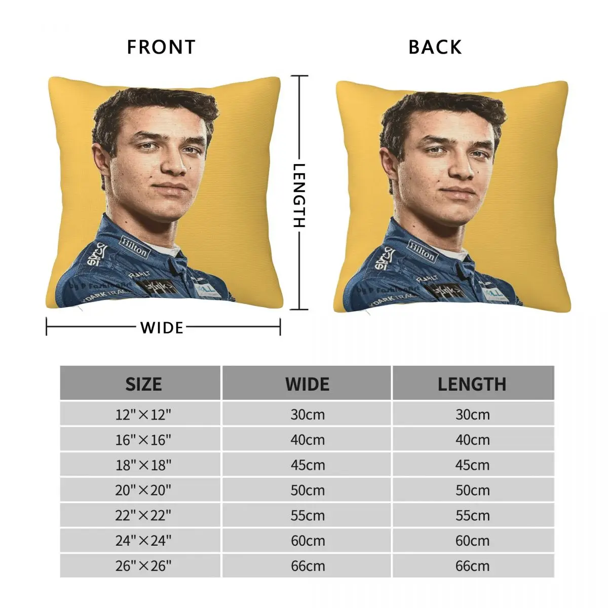 Lando Norris Square Pillowcase Polyester Linen Velvet Creative Zip Decor Throw Pillow Case Room Cushion Cover
