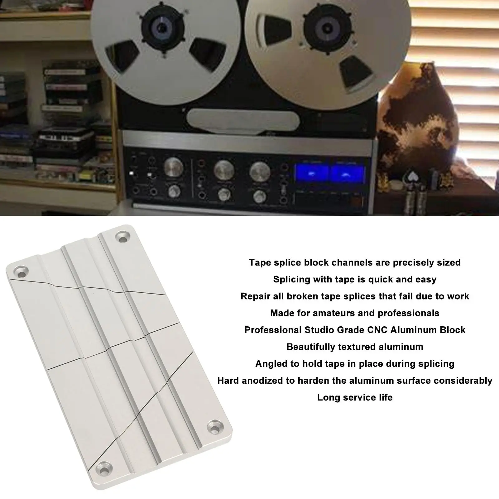 Aluminum Opening Reel Tape Media Kit for Reel to Reel Cassette - 10 Splicing Block, Leader Tape - Various Sizes