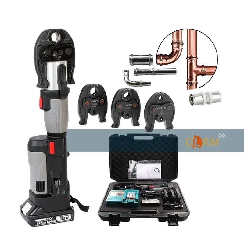 

PZ1930 Pro Press Tool Kit 18V Electric Pipe Crimping Tool with 1/2\" & 1\" Pressing Jaws for Stainless Steel Copper & PEX Pipes