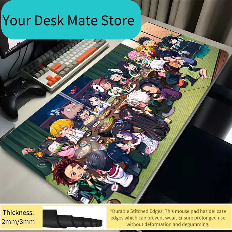 Mousepad Anime D-demon Slayer Computer Accessories Keyboard Mouse Mat Lock Edge Non-slip Rubber Mouse Pad Gamer Laptop Desk Mats