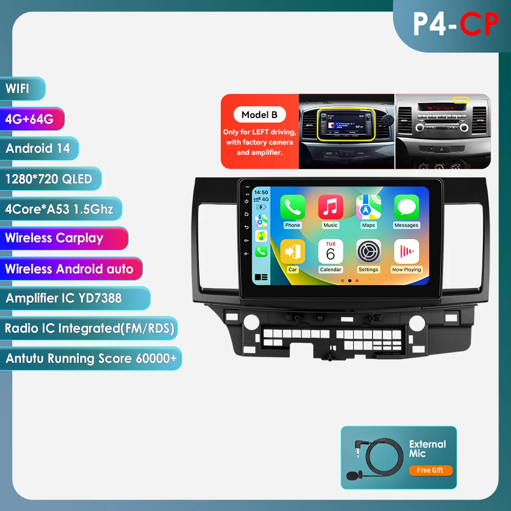 Hizpo Auto Intelligent Systemen Carplay Android Autoradio voor Mitsubishi Lancer 2007-2012 Multimedia Video Speler WIFI 8Core 6115