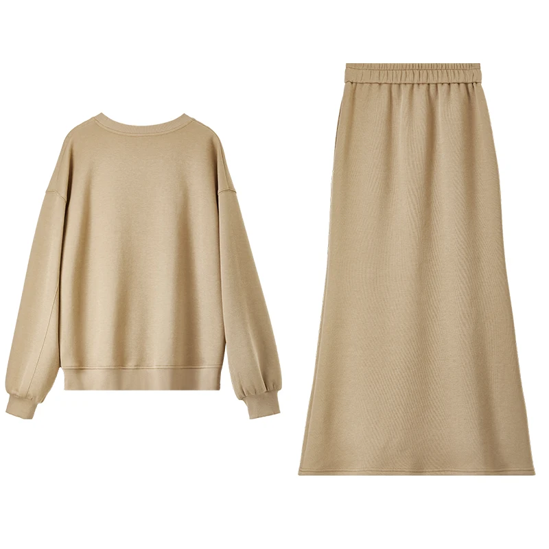 SENTUBILA femmes coton sweat ensemble 2025 automne lettre broderie hauts mode sirène jupe 2 pièces ensemble Match ensemble 143Z56391