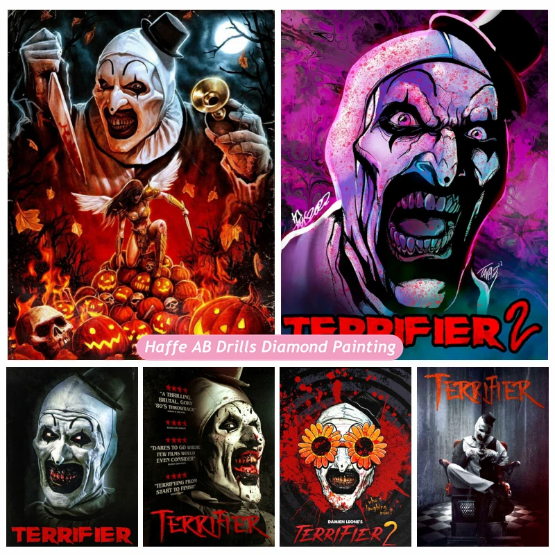 

Horror Movie Terrifier 2 AB Drills Diamond Painting Art Halloween The Clown Damien Leone Film Diy Cross Stitch Home Decor