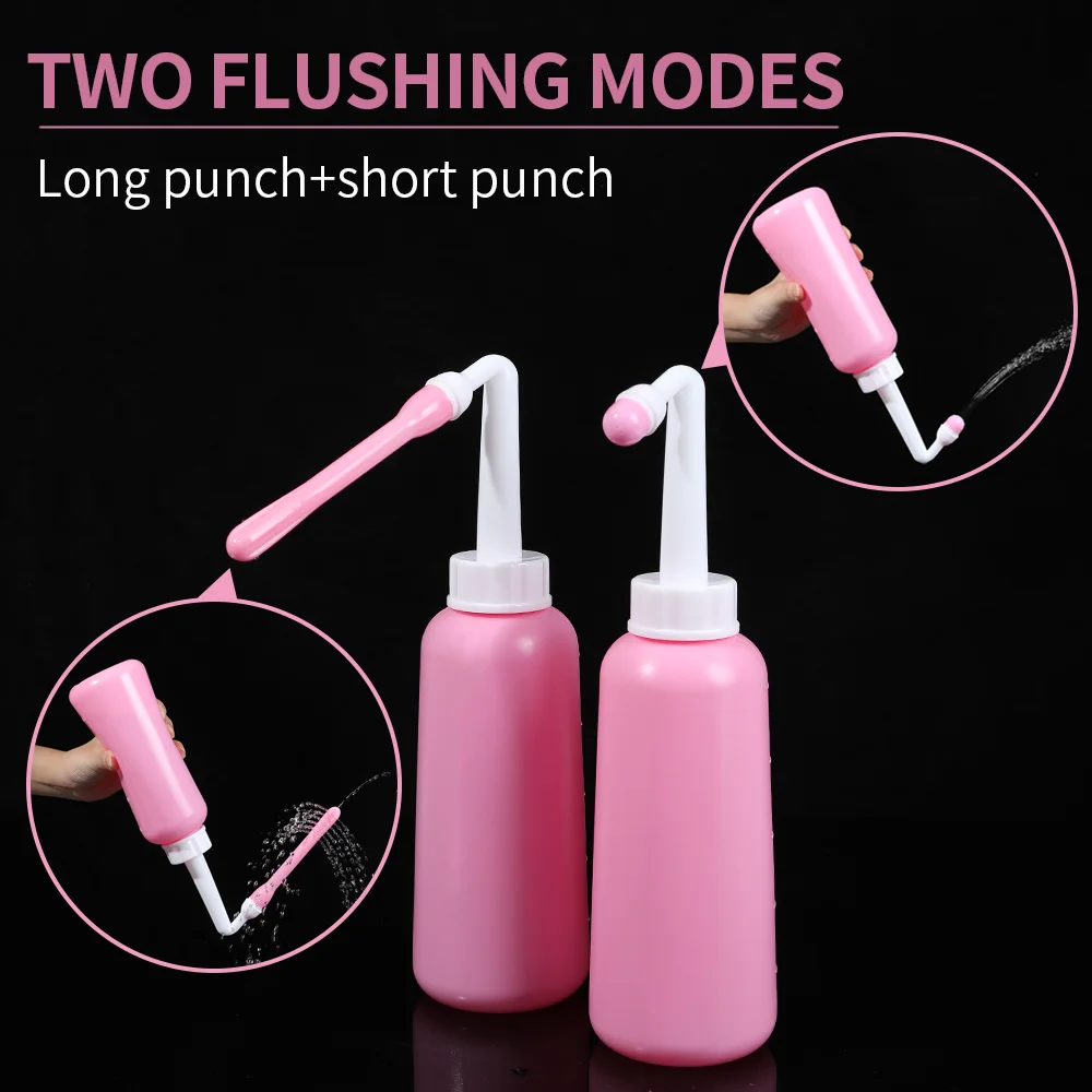 Short Punch+Long Punch,Dual Flushing Modes,500Ml Handheld Personal Bidet Bottle,Feminine Care Perineum Cleansing,Resistant 100ºC