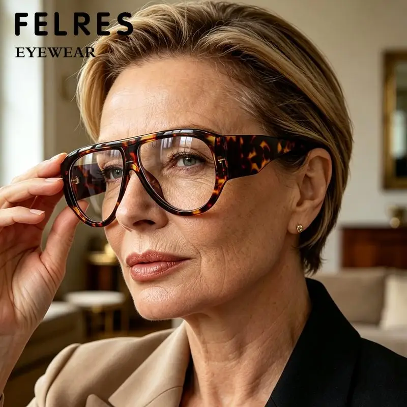 Fashion Oversized Pilot Reading Glasses For Men Women Anti Blue Light Glasses Clear Presbyopia Eyeglasses Optical Magnifier