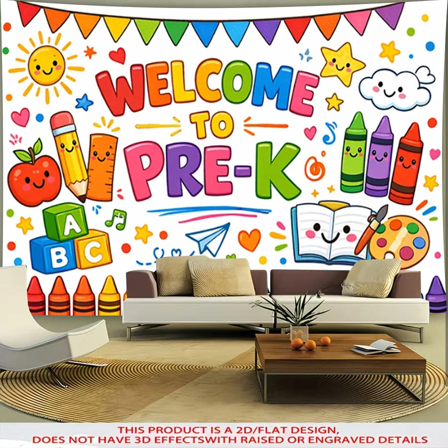 Welcome to Pre-K Banner Preschool Classroom Decoration School Opening Party Wall Hanging Decor Kids Back to School Event
