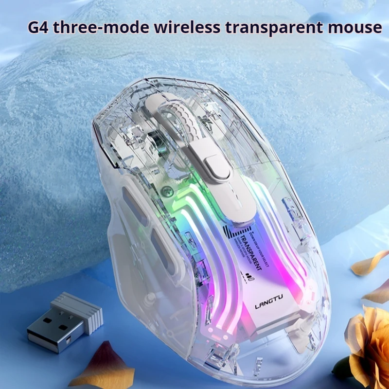 

LANGTU G4 Transparent Esports Game Macro Mouse Wired Lighting Cf Dpi Wireless Dual-Mode Charging Multi-Scene General