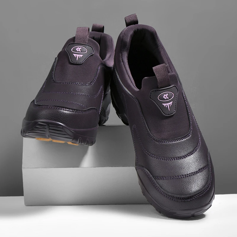 Air Cushion Comfort Women Walking Shoes Waterproof PU Leather Casual Sneakers Thick Sole Elegant Ladies Wedges Slip-ons
