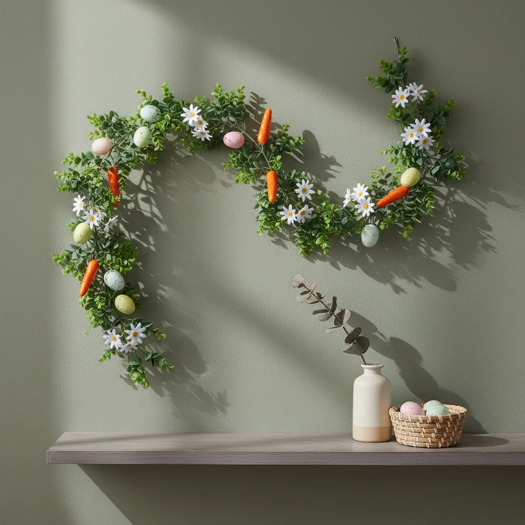 

Пасхальные весенние венки-гирлянды с искусственными цветами, разноцветные, для декора дверей и центральных элементов стола