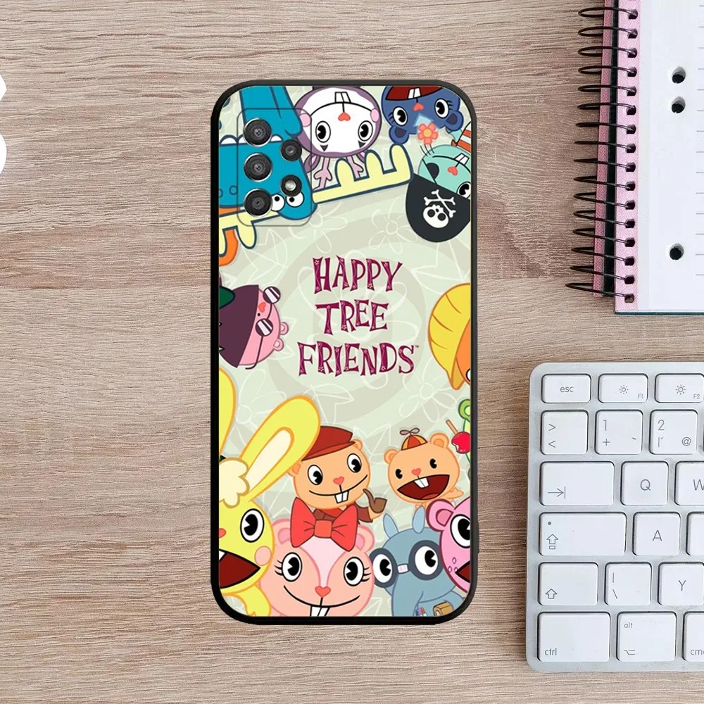 Happy T-Tree-Friends Handyhülle für Samsung Galaxy A13, A21s, A22, A31, A32, A52, A53, A71, A80, A91 Soft Black Cover