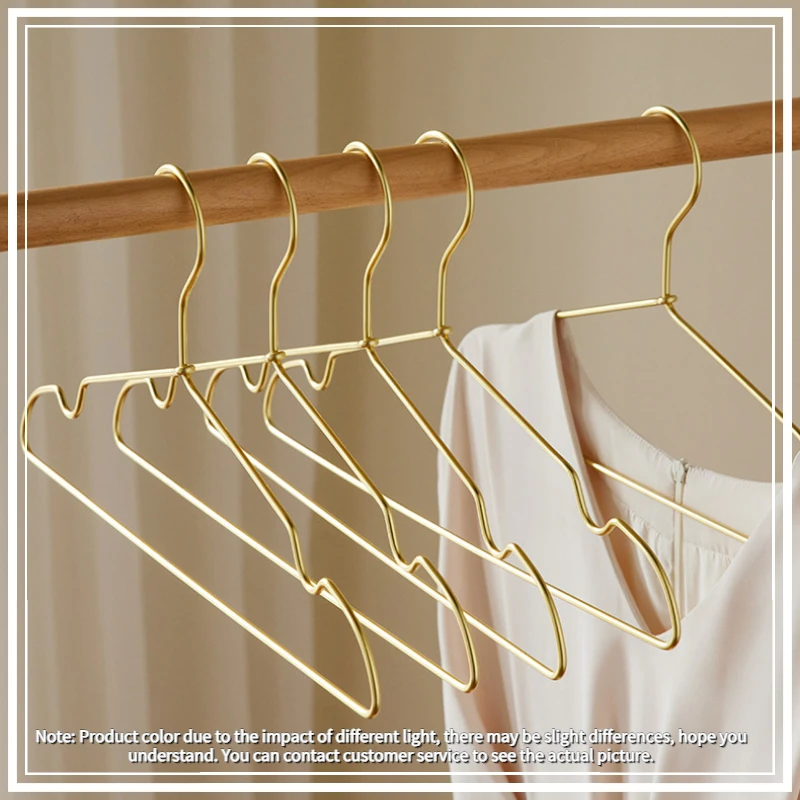 10pcs Aluminum Alloy Clothes Hanger,Golden Durable Non-Slip Clothing Hangers,Space Saving Wardrobe Organizer for Skirts Coats