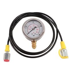 Hydraulic Hose Test Point Coupling M16*2‑BSP1/4 + 0~400BAr 6000PSI Gauge 1.5m Hose Hydraulic Hose Gauge