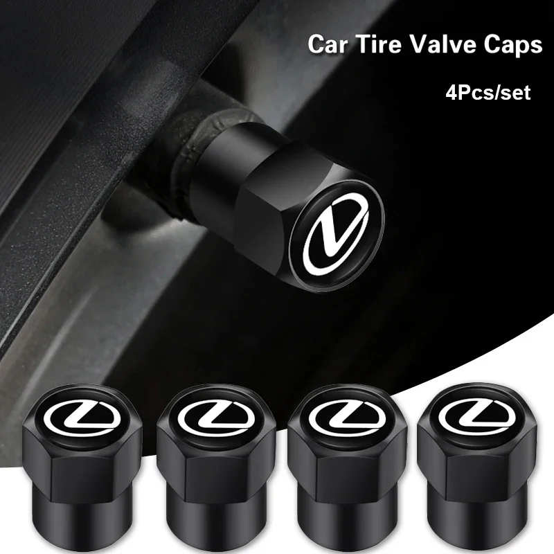 4Pcs Car Tire Valve Caps Dust Cover Auto Emblem Accessories For Lexus IS250 IS300 LS460 RC200 RX450 ES LX RX NX350 RX300 CT200h