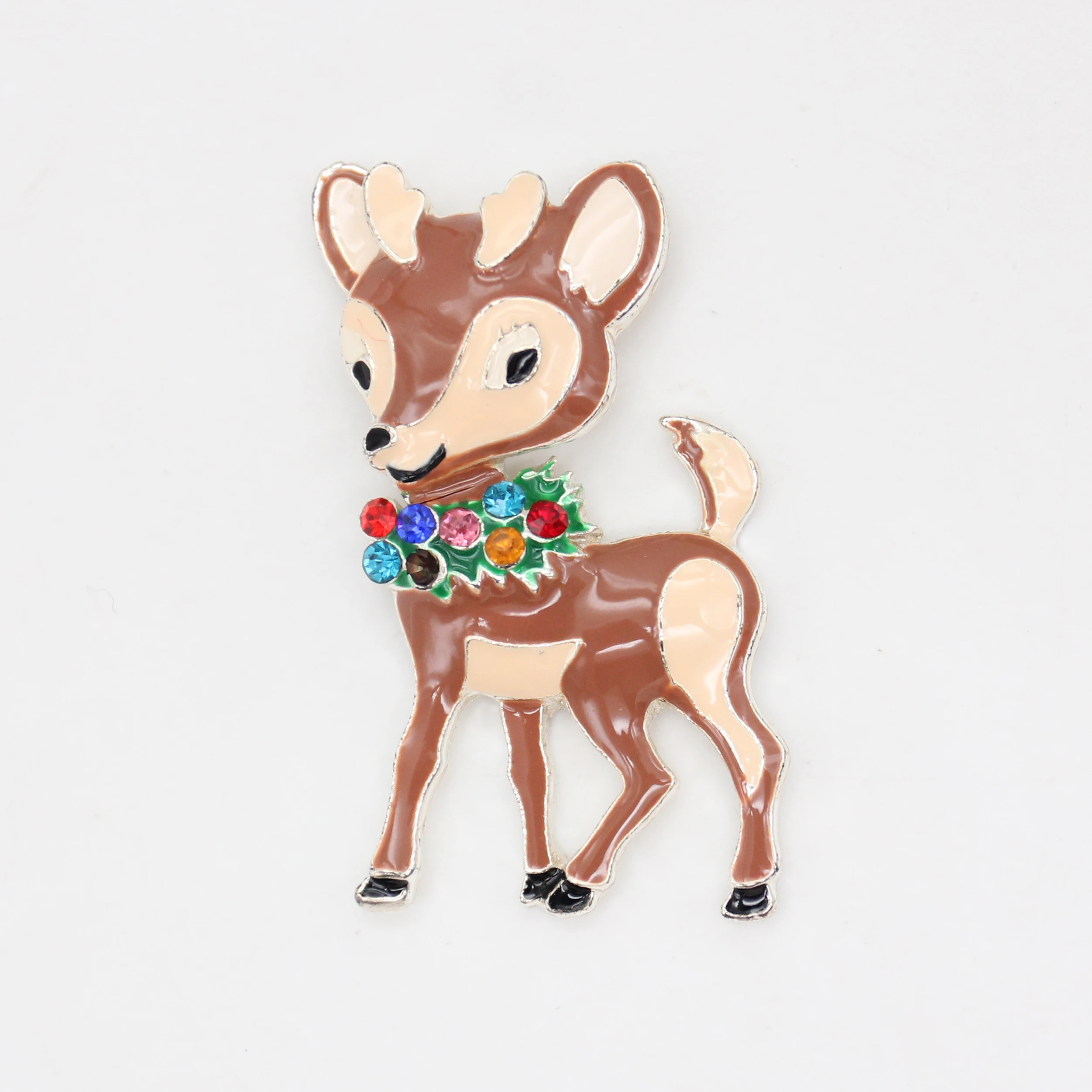 Wholesale 50pcs/lot Crystal Rhinestone Adorable Deer Reindeer Button Flat Back Jewelry Gift Cloth Decoration