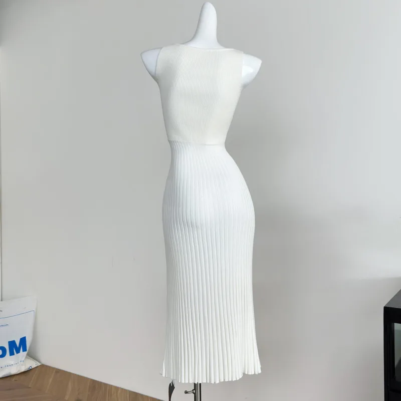 2025 wysokiej jakości moda damska dzianina długa sukienka nowa letnia szczupła sweter sukienki wieczorowe kamizelki midi szata odzież damska