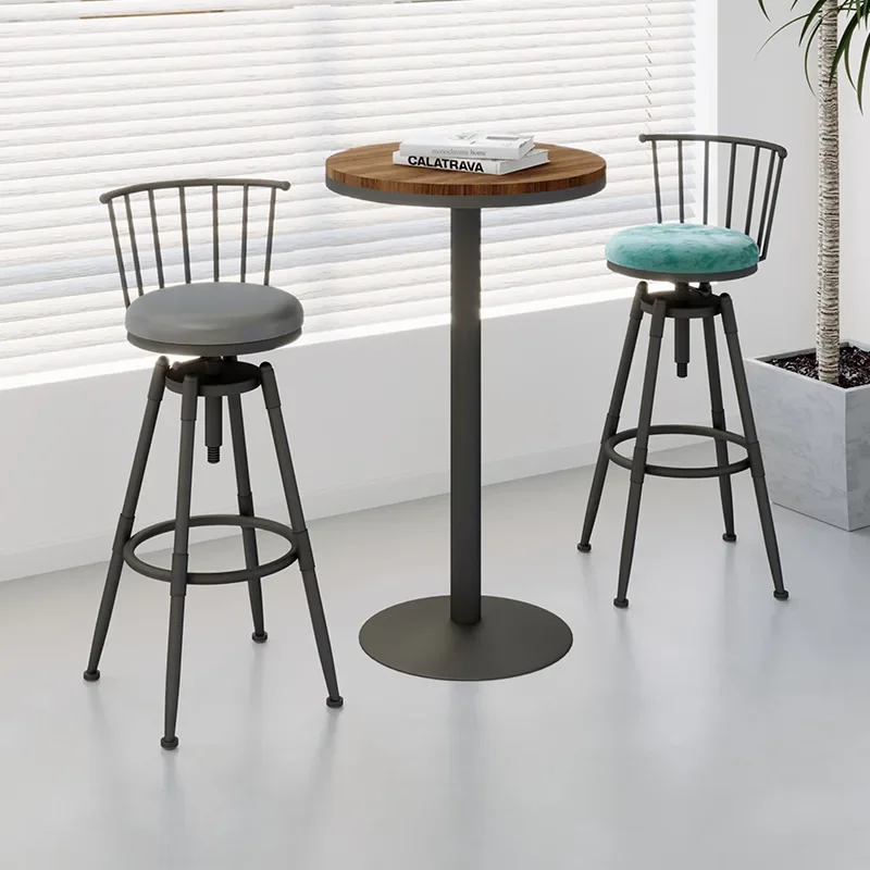 Bar Stools FKitchen Chair Cafeteria Mid Century Gamer Chair Swivel Garden High Height Manicure Designer Iron Stool Furniture