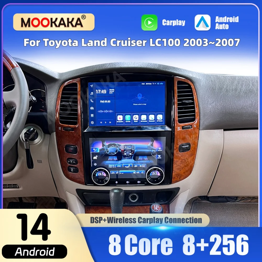 10Inch Android 14 For Toyota Land Cruiser LC100 Lexus LX470 2003-2007 Car Radio GPS Navigation Multimedia Player Audio Stereo