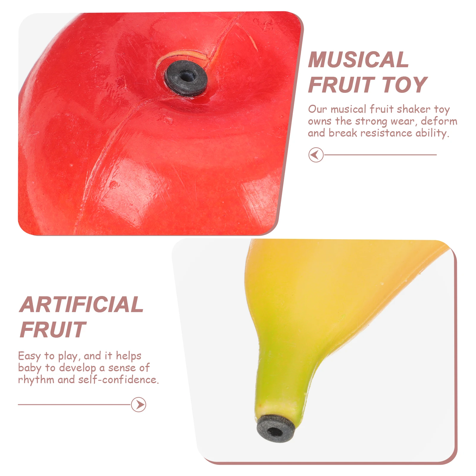 

2Pcs Musical Fruit Shakers Early Educational Percussion Instruments for Rhythm Development Plastic Lightweight Party Props