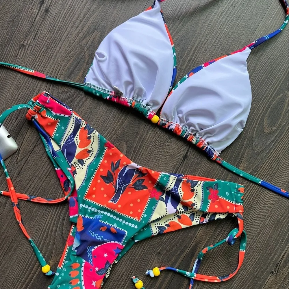 Sexy Digital Print Two-Piece Bikini Set For Women Tie-Side Swimsuit Beachwear Summer Bikini Set Women's Swimsuit Beach Swim Wear