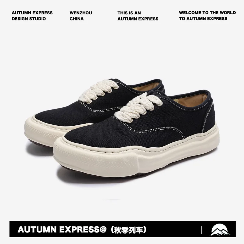 MMY Irregular Chunky Sole Melted Shoes Men's Trendy Low Top Canvas Skate Shoes Japanese Style