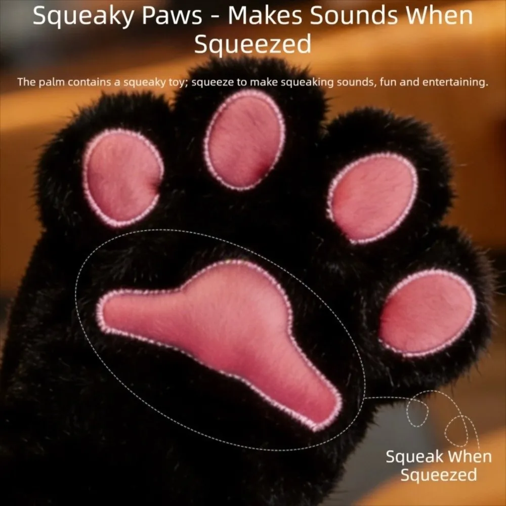 

Thick Velvet Bear Paw Gloves Thickened Fluffy Material Cartoon Cat Gloves Hanging Rope Warm Performance Children's Gloves